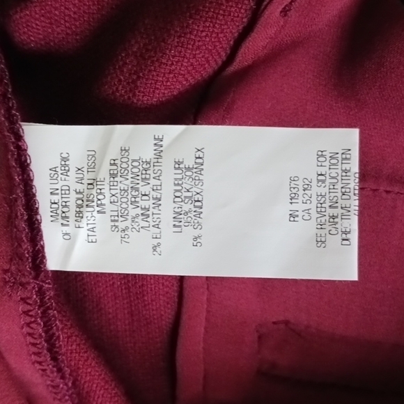 HELMUT Lang Pixel Suiting Wool Woven Skinny Pants, Wine Burgundy, Size 4 - Picture 10 of 11